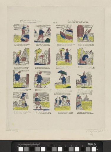 This print shows to young and old, / The foolish Robinson in distress. / He has heavily paid for his whim, / But the good end crowns all well