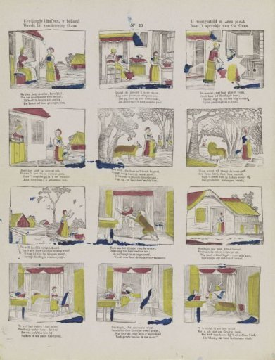 Little Red Riding Hood, children, you know / Is now presented anew / To you in this print / According to the proverb of the goose