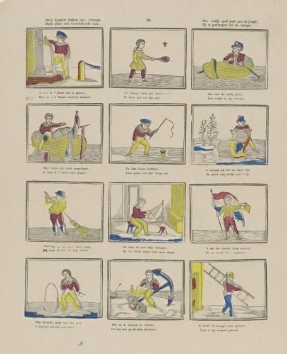 These boys seek their amusement / Yet all with different pursuits / Merry play suits the youth, / They are created for joy