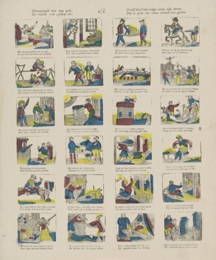 Uilenspiegel was a rogue, / And performed many whims; / But children, never follow his life, / Which would bring you no honor but shame