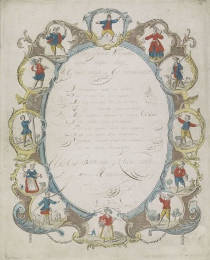 Greeting card with the twelve months
