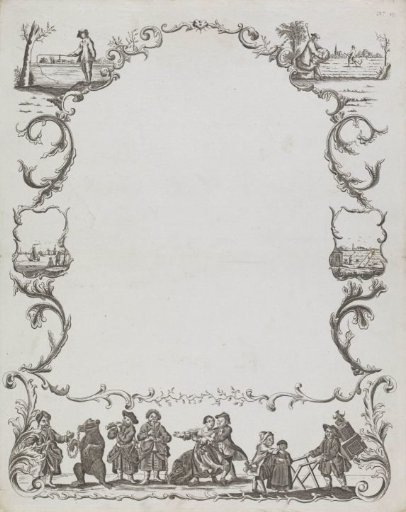 Greeting card with sheep shearing, fishing, a dancing bear, and a rarekiek
