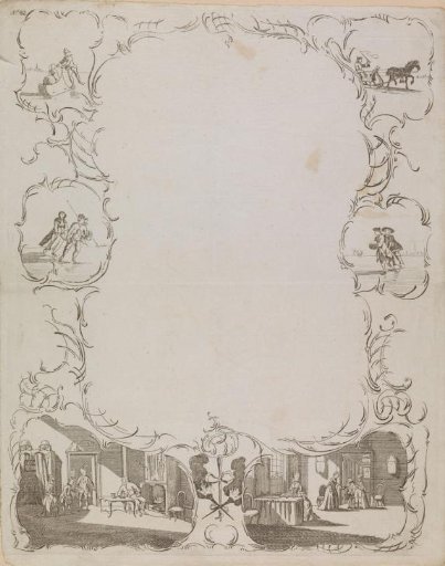 New Year's card with winter activities and interiors