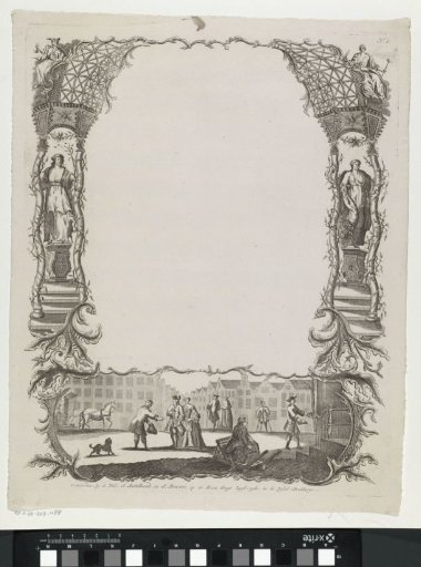New Year's greeting with various figures on the street