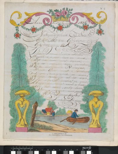 New Year's card with a man in a rowing boat