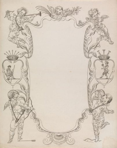 New Year's card with putti and rope dancers