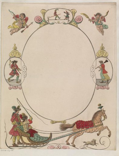 New Year's card with a sleigh
