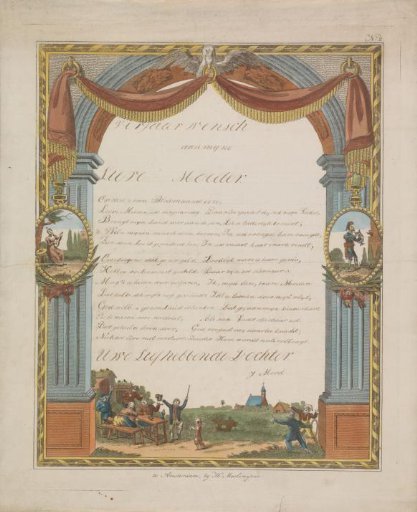 Greeting card with drinking peasants