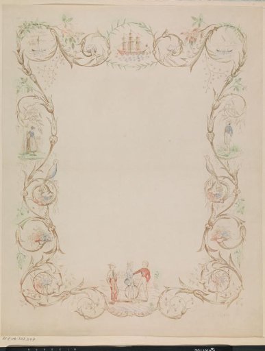 Greeting card with ships and playing children