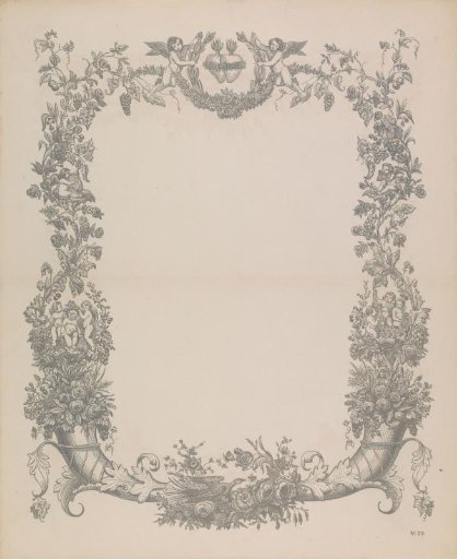 Greeting card with flowers and putti