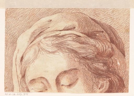 Woman's head with cap and closed eyes