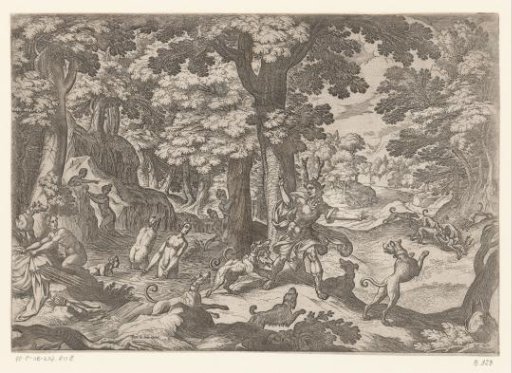 Actaeon transformed into a stag