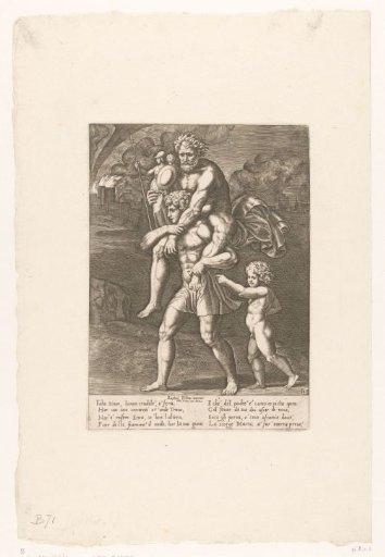 Aeneas and his family fleeing from Troy