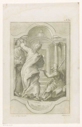 Peter and John healing a lame man at the temple gate