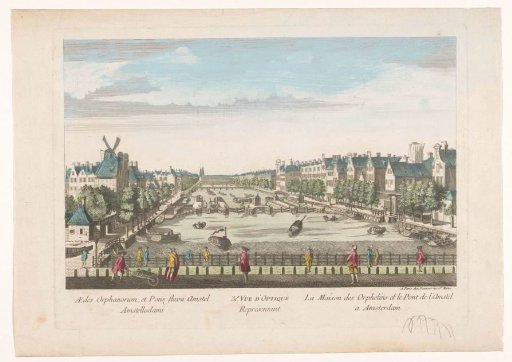 View of the Amstel Lock and the Diaconieweeshouse in Amsterdam