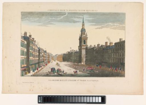 View of the church of Saint Mary-le-Bow on Cheapside Street in London