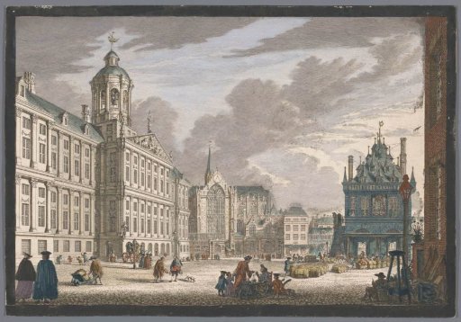 View of the Town Hall, the New Church, and the Waag on the Dam in Amsterdam