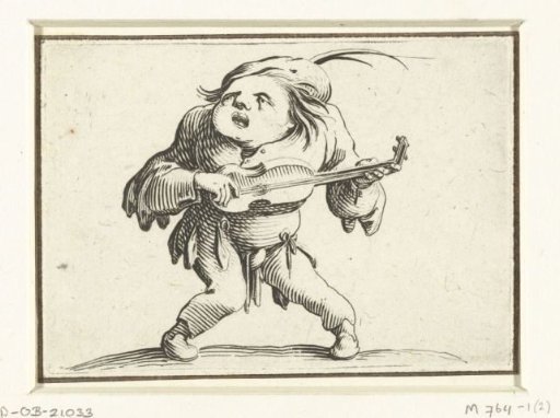 Little man (caricature) with a guitar