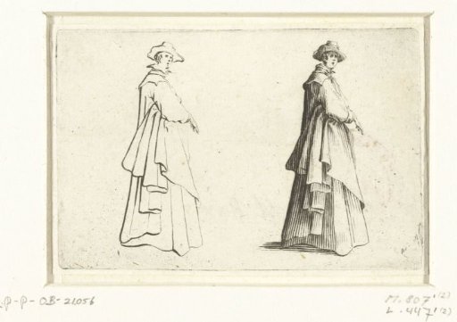 The same woman (man?) with long cloak, seen from the right side