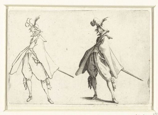 The same man with cloak and sword, seen from the front