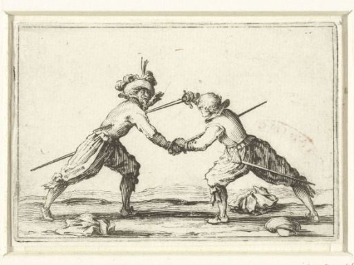 Two fighting men with swords