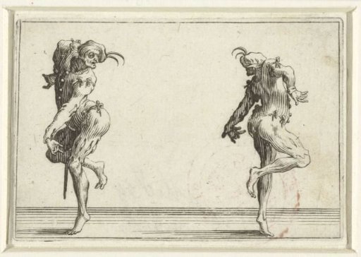 Two dancers, one seen from the left, the other from the right