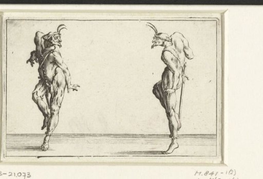Two dancers, both seen from the left