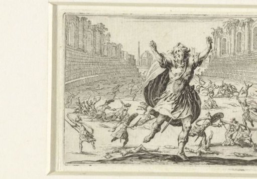 Fighter in panic during fight in amphitheatre