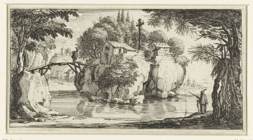 Landscape with a monastery on a rock