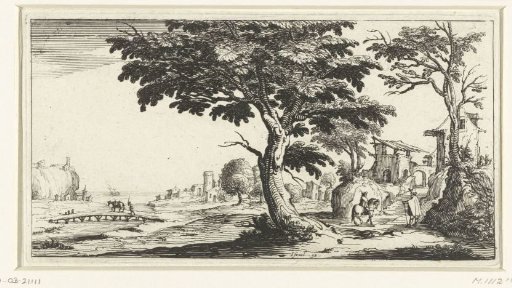 Landscape with a large tree and a rider