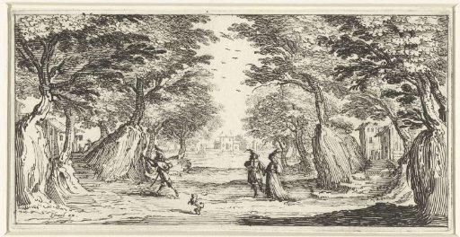 Landscape with a distinguished couple and a lute player