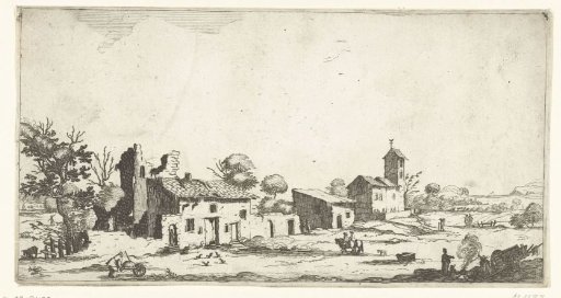 Landscape with a church and a man with a wheelbarrow