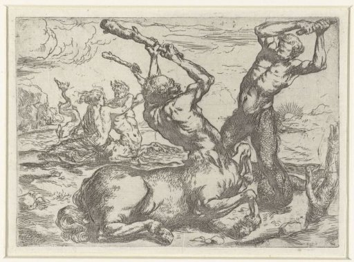 Combat between a Centaur and a Triton