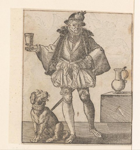 Man with a Glass and a Sitting Dog