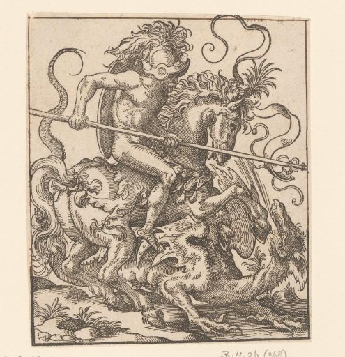 Naked Rider in Combat with a Dragon