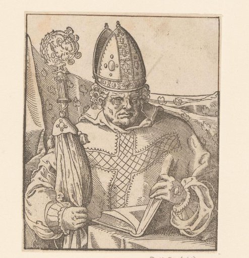 Bishop Opening a Book Lying on a Table