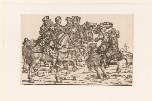 Leader and Six Men with Crossbows on Horseback