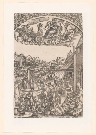 Saturn in his Triumphal Chariot, beneath him his planetary children