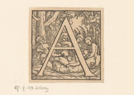 Letter A: Children around a Lying Woman