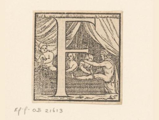 Letter F: Children Stretching a Man's Leg with an Apparatus