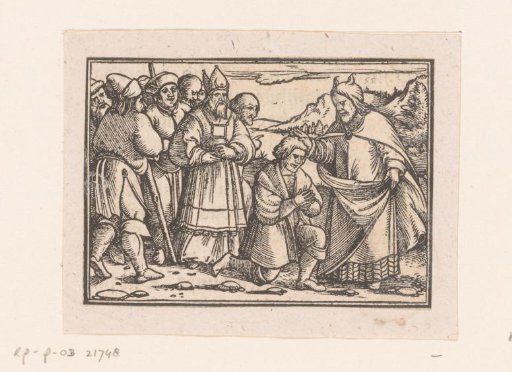 Moses Blesses a Kneeling Man