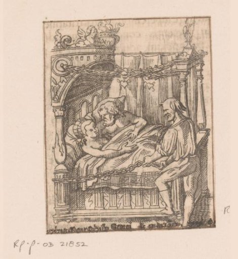 Mars and Venus in bed caught by Vulcan with chains