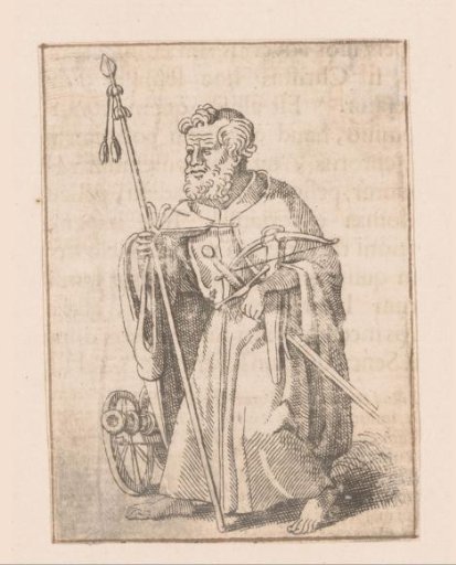 Apostle surrounded by weapons of war