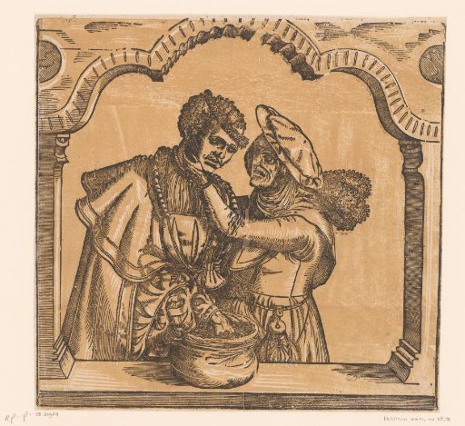 Unequal couple: a young man with an old woman