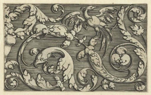 Ornament with a bird and bird heads