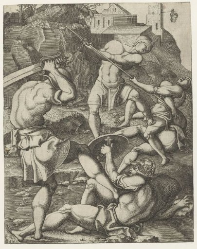 Fight between Five Roman Soldiers