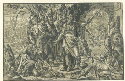 Nebuchadnezzar casting the three youths into the fiery furnace