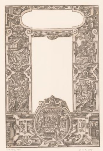Ornamental Border with Scrollwork and Five Old Testament Scenes