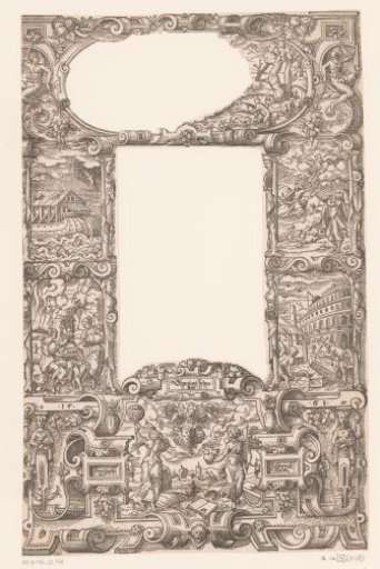 Ornamental Border with Scrollwork and Five Old Testament Scenes