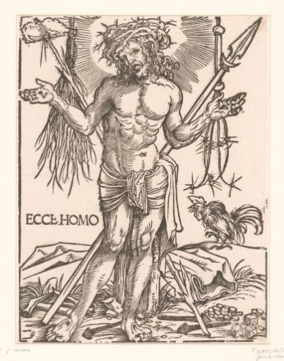 Christ as Man of Sorrows, standing before the cross